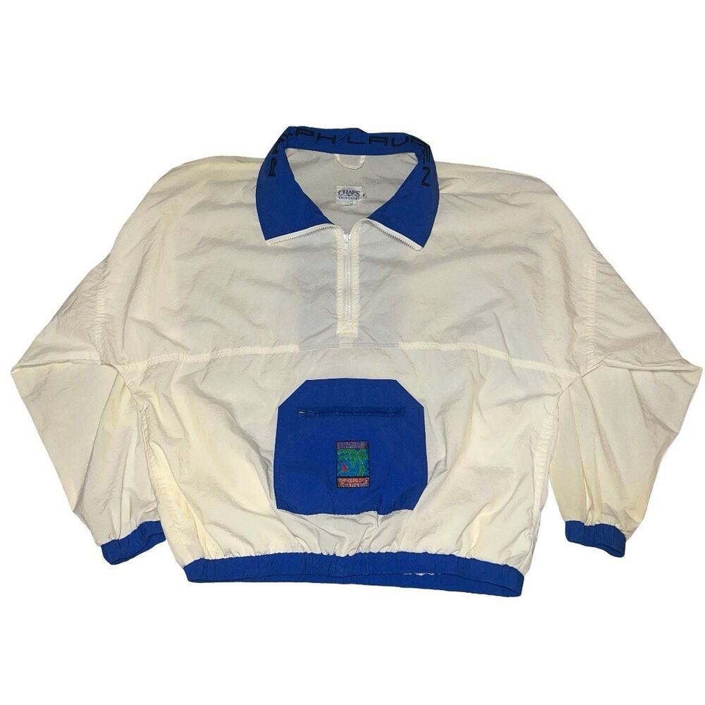 Vintage 90s Chaps Ralph Lauren 1/4 Zip Windbreaker Multicolor Polyester Jacket M